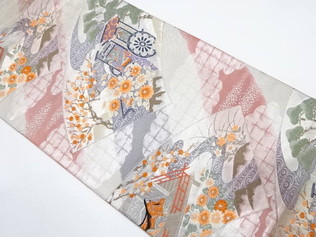 平安源氏車模様織り出し　袋帯